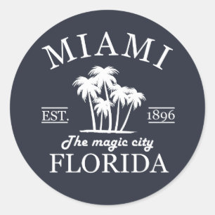 Miami City beach of Florida Classic Round Sticker