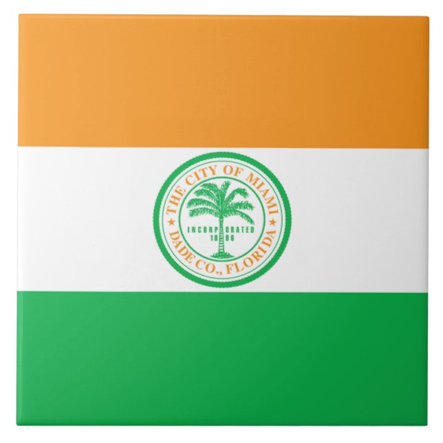 Miami city flag ceramic tile (Front)