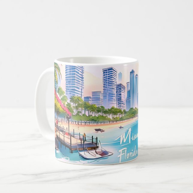 Miami City Florida skyline Coffee Mug (Front Left)