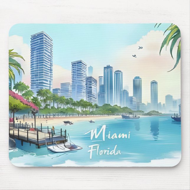 Miami City Florida skyline Mouse Pad (Front)