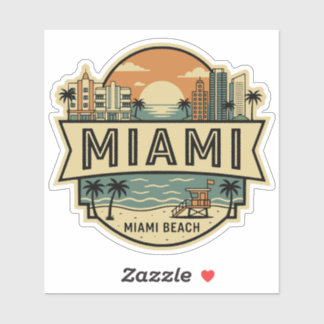 Miami City Florida Skyline Vintage Travel Badge