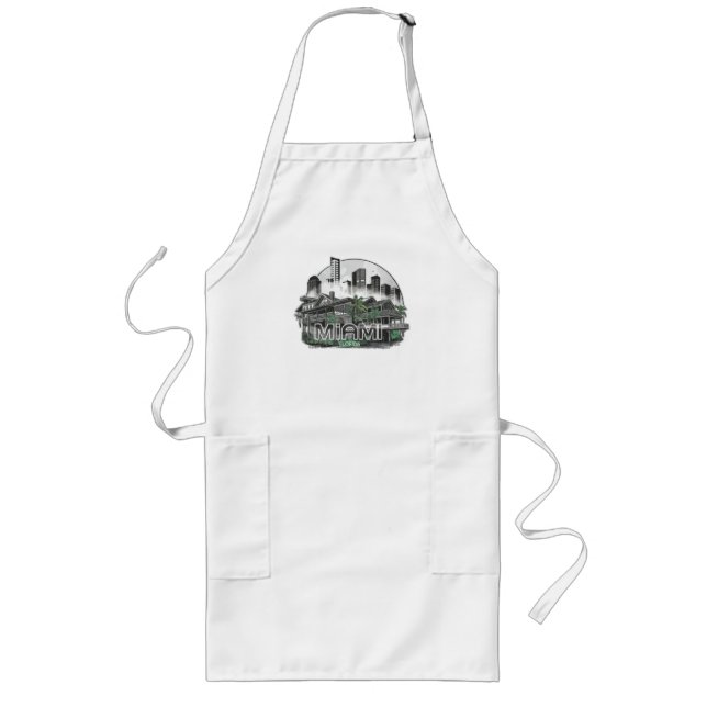 Miami City Florida USA Long Apron (Front)
