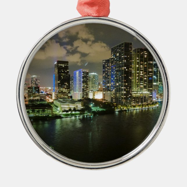 Miami Cityscape Metal Tree Decoration (Front)