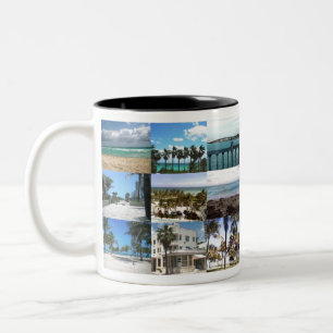 Miami Collage - 50 Shades of Blue Two-Tone Coffee Mug