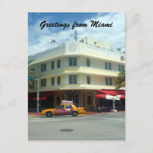 miami deco cab postcard