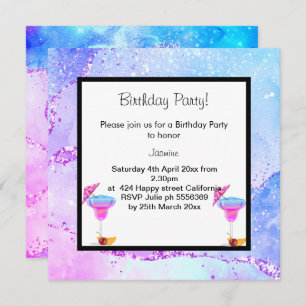 MIAMI DISCO COCKTAIL BIRTHDAY PARTY INVITATION