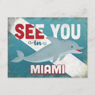 Miami Dolphin - Retro Vintage Travel Postcard