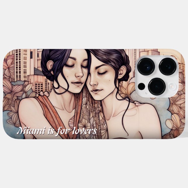 Miami Downtown Women Cuddling Lesbians Drawing Case-Mate iPhone Case (Back (Horizontal))