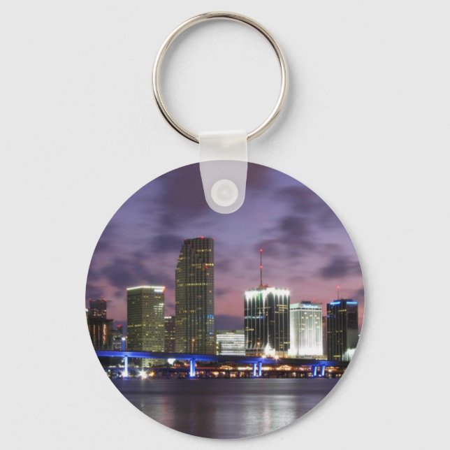Miami Evening Skyline Keychain (Front)