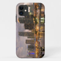 Miami financial skyline at dusk