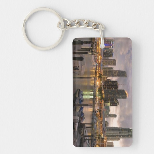 Miami financial skyline at dusk key ring (Front)