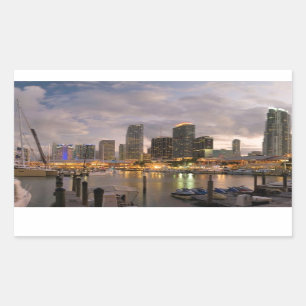 Miami financial skyline at dusk rectangular sticker