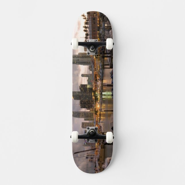 Miami financial skyline at dusk skateboard (Front)
