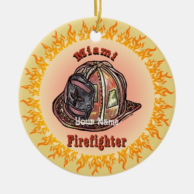 Miami Firefighter ornament (Front)