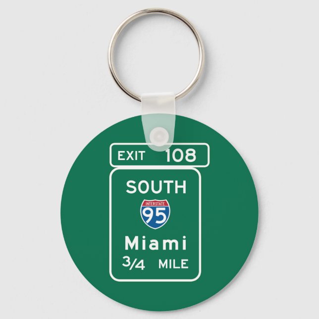 Miami, FL Road Sign Key Ring (Front)