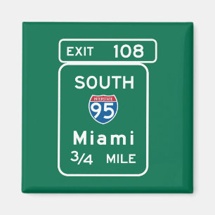 Miami, FL Road Sign Magnet