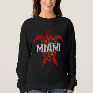 Miami FL Tribal Sea Turtle Surfer Scuba Diving Sou Sweatshirt