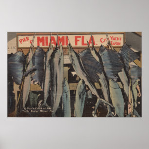 Miami, FL - View of Pier 5 City Yacht Club w/ Poster
