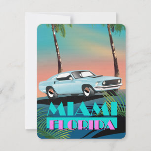 Miami Florida 1980s travel poster