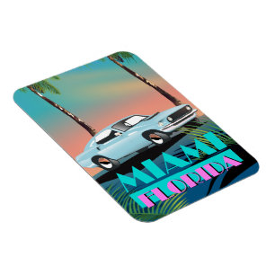 Miami Florida 1980s travel poster Magnet