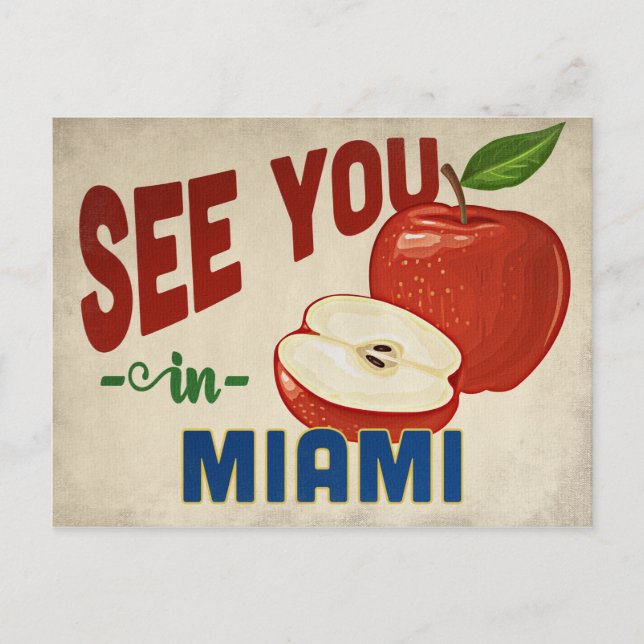 Miami Florida Apple - Vintage Travel Postcard (Front)