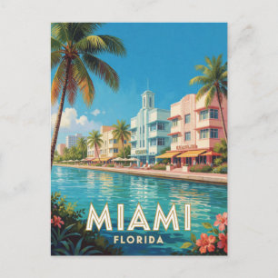 Miami Florida Art Deco Travel Postcard