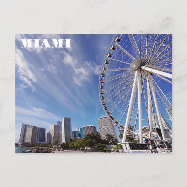 Miami Florida Bayfront Park City Skyline Travel Postcard (Front)