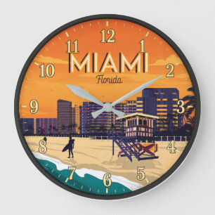 Miami Florida Beach Large Clock