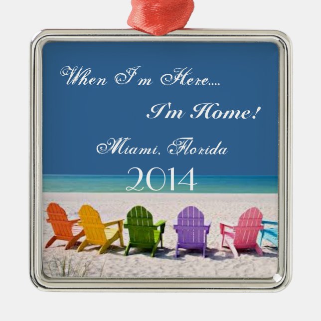 MIAMI , FLORIDA BEACH LOVER GIFT ORNAMENT (Front)