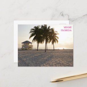 Miami Florida Beach Palms  Lifeguard postcard