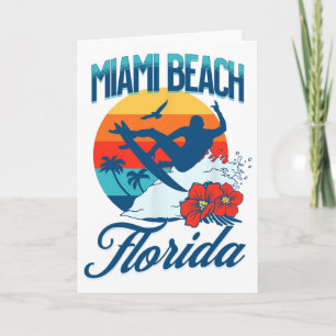 Miami Florida Beach Surf Summer Vacation Vintage F Card