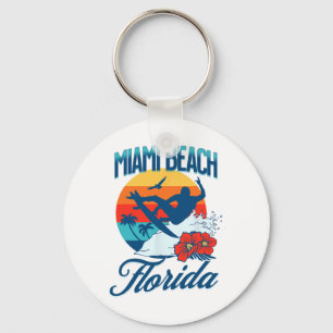 Miami Florida Beach Surf Summer Vacation Vintage F Key Ring
