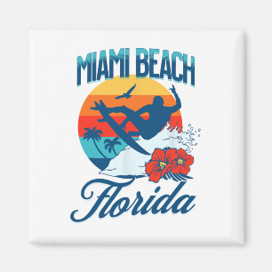 Miami Florida Beach Surf Summer Vacation Vintage F Magnet