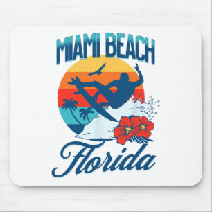 Miami Florida Beach Surf Summer Vacation Vintage F Mouse Pad