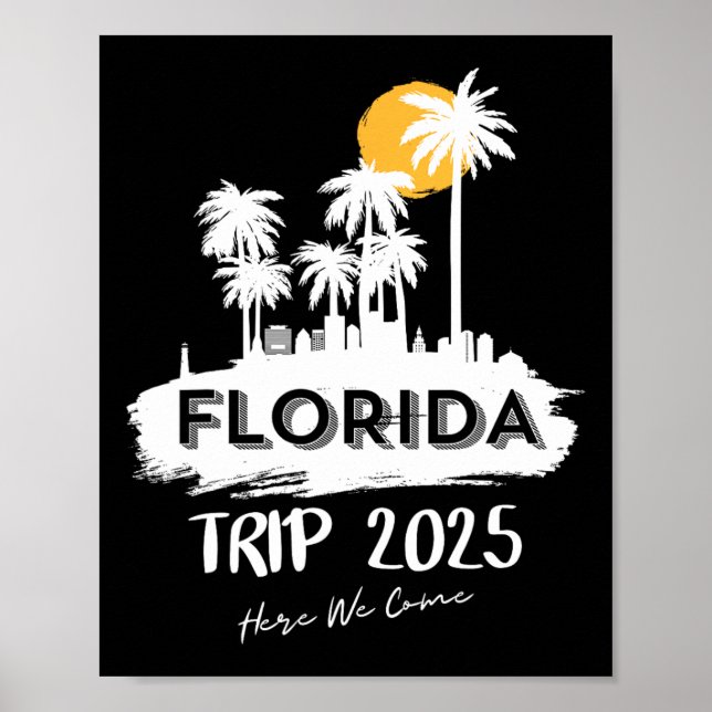 Miami Florida Beach Trip 2025 Here We Come Matchin Poster (Front)