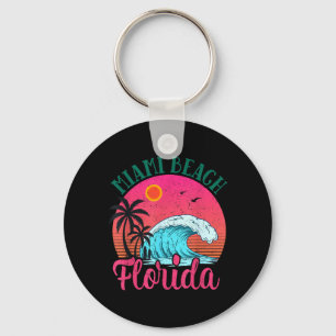 Miami Florida Beach Vintage Sunset Tropical Summer Key Ring