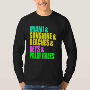 Miami Florida Beaches Palm Trees Sunshine Vacation T-Shirt