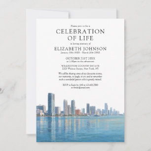 Miami Florida Celebration Of Life Funeral Memorial Invitation