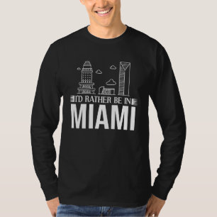 Miami Florida City Skyline Map Travel T-Shirt