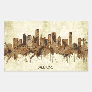 Miami Florida Cityscape Rectangular Sticker