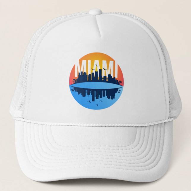 Miami Florida Cityscape Skyline  Trucker Hat (Front)