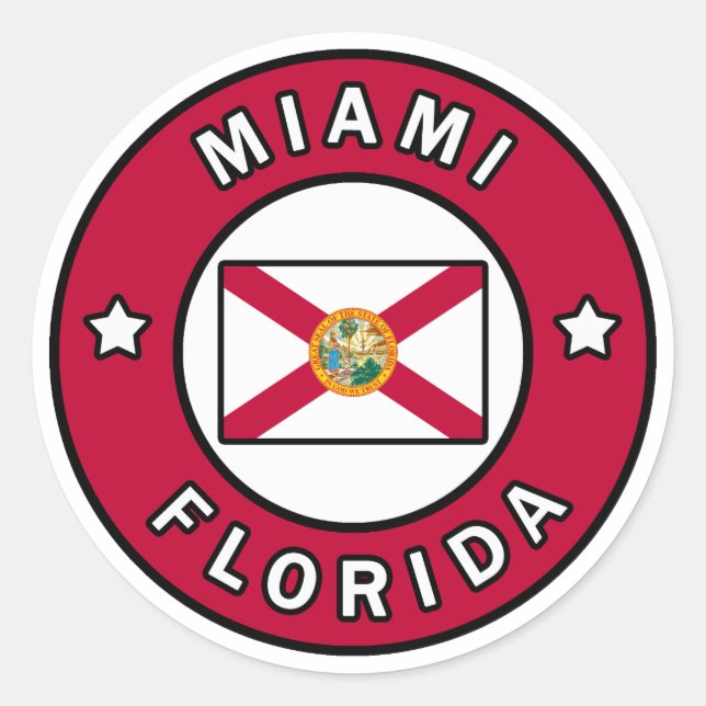 Miami Florida Classic Round Sticker (Front)