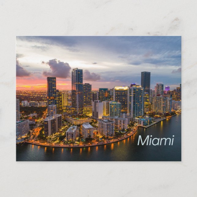 Miami, Florida Downtown Night View  Postcard (Front)