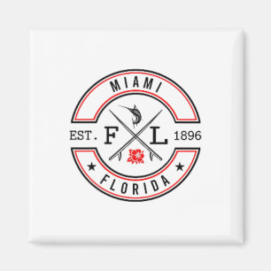 Miami Florida Fl Retro Surfer Beach Front And Ck Magnet