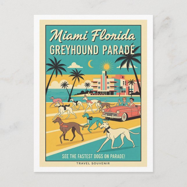 Miami, Florida – Greyhound Parade  Postcard (Front)