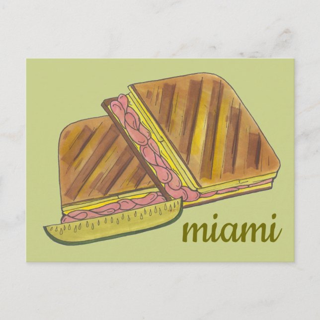 Miami Florida Ham Swiss Cheese Cuban Sandwich Postcard (Front)