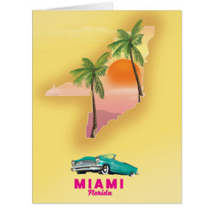 Miami Florida illustrated map poster