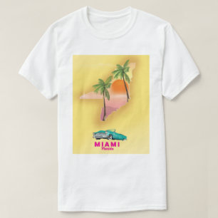 Miami Florida illustrated map poster T-Shirt