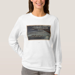 Miami, Florida - Moonlit View of City Over Water T-Shirt