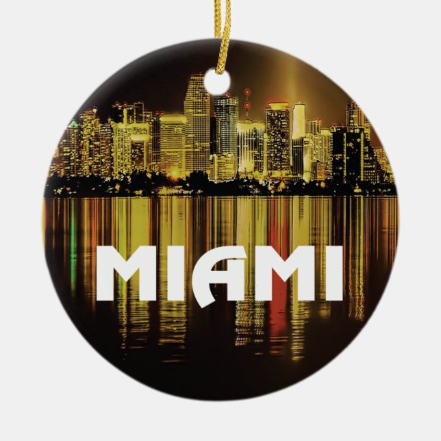Miami Florida night photo Ceramic Ornament (Front)